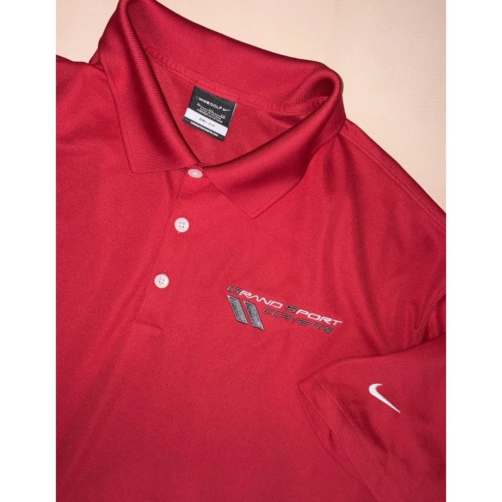 Nike Golf Grand Sport Corvette Polo Shirt Mens XL Red Dri-FIT Embroidered Logo